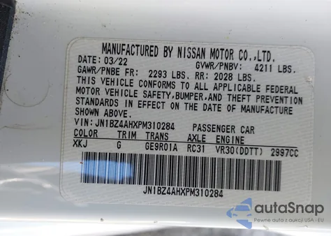 2023 Nissan Z Sport Auto из США, поврежденный, VIN JN1BZ4AHXPM310284